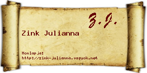 Zink Julianna névjegykártya